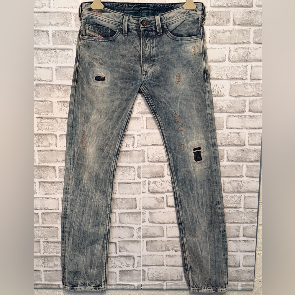Diesel Thanaz Slim Skinny Jeans size 30 Wash 813z Ditressed Patched - Picture 1 of 16
